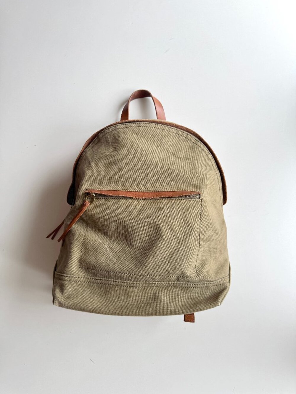MADEWELL Charleston Distant Surplus Green Canvas & Brown Leather Backpack